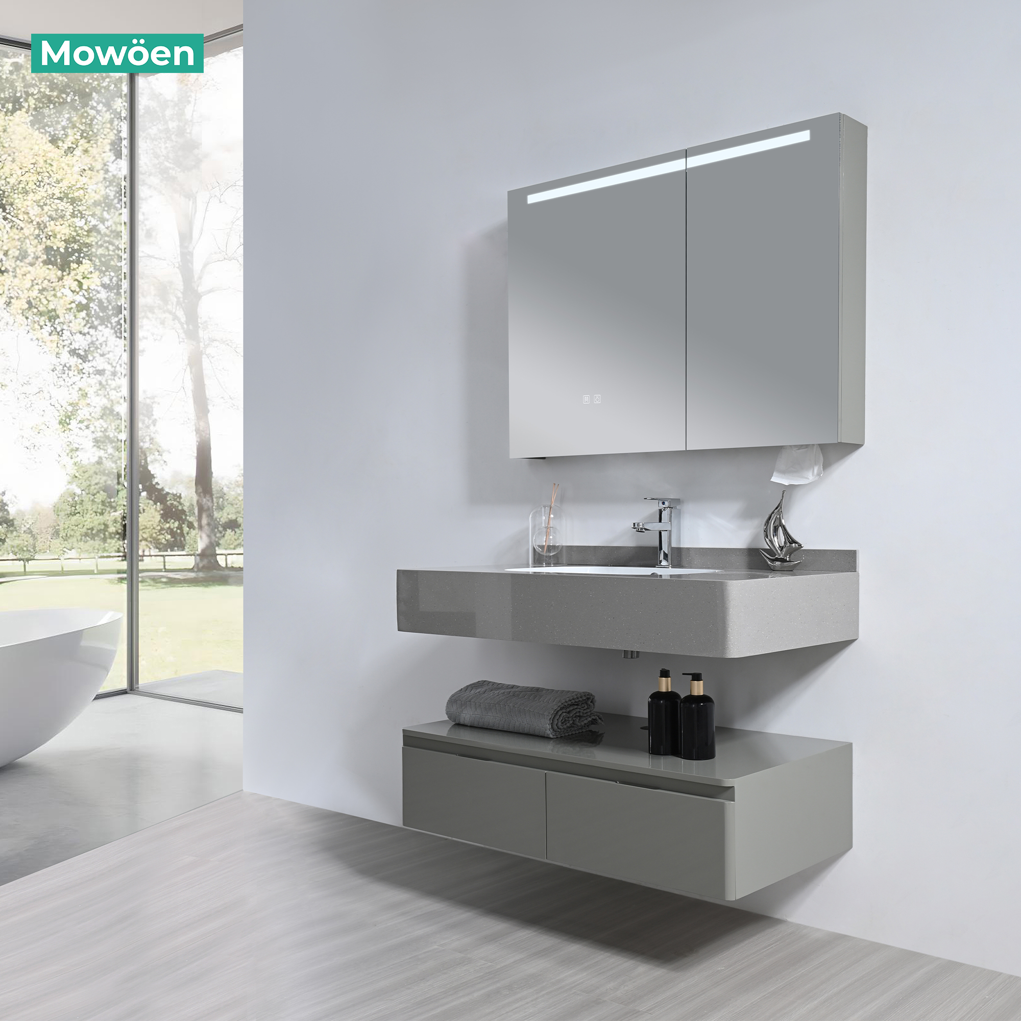 Tủ Lavabo Nhựa PVC Mowoen MW2826-100