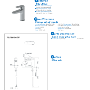 Bản vẽ kỹ thuật Vòi lavabo lạnh TOTO TLS101A0V NEW STANDARD