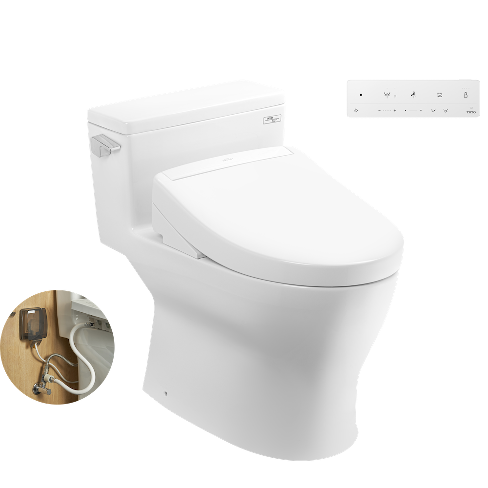 Bồn cầu 1 khối TOTO MS188VKW25 nắp rửa điện tử WASHLET S5 TCF34461GAA