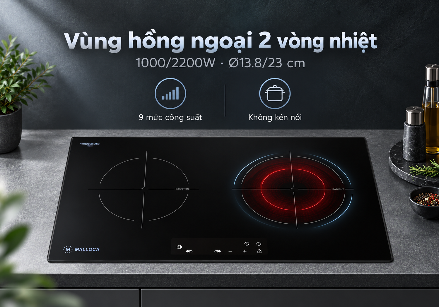 Bếp kết hợp từ và hồng ngoại Malloca MH7311IR