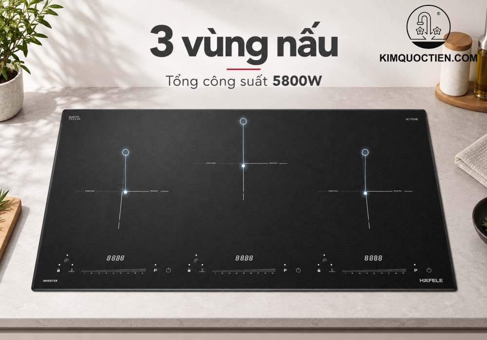 Bếp từ 3 vùng nấu lắp âm Hafele HC-I7834B (536.61.719)
