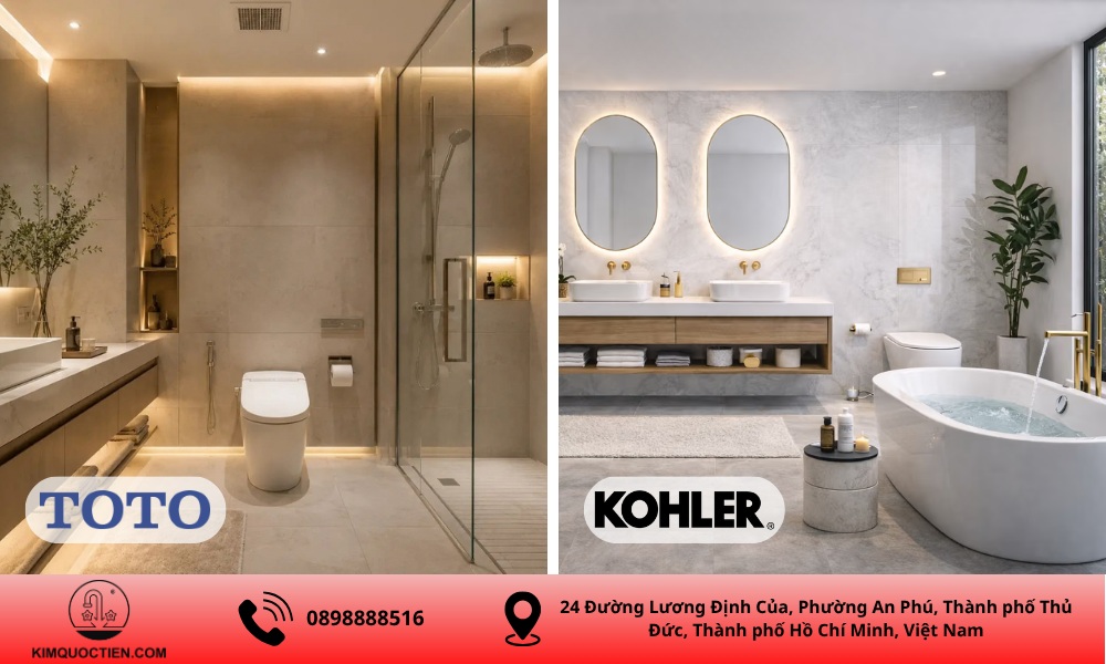 So sánh thiết bị vệ sinh TOTO và thiết bị vệ sinh KOHLER